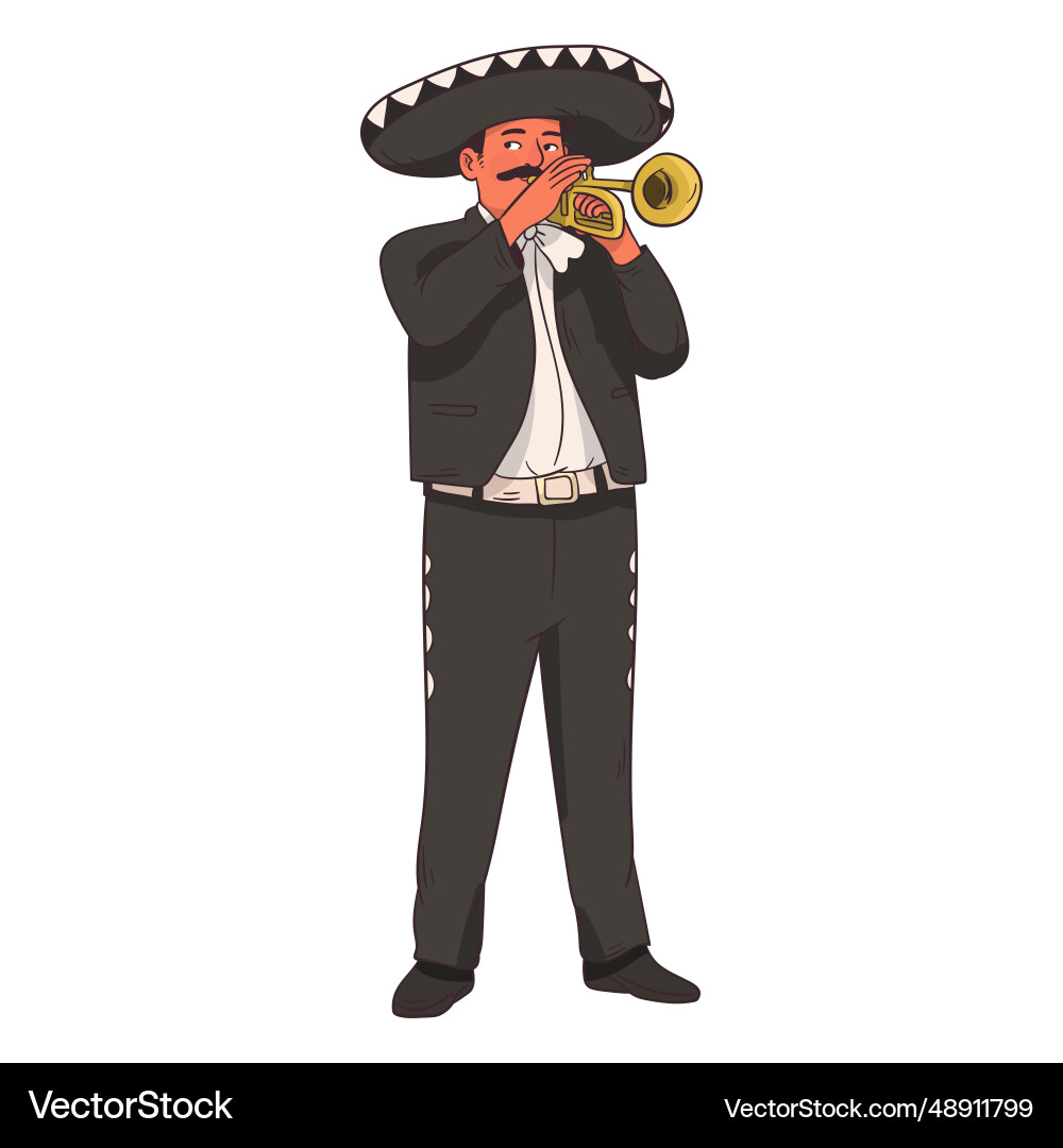 Mariachi trumpet player cartoon – Royalty-Free Vector | VectorStock, image size:1000x1080