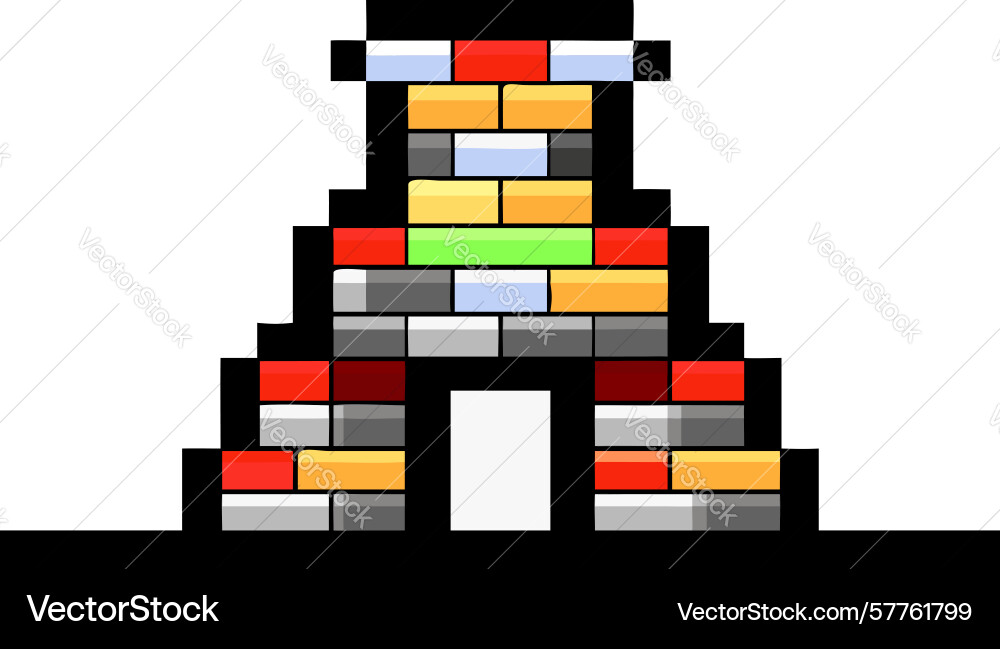 Pixelated building blocks geometric game Vector Image