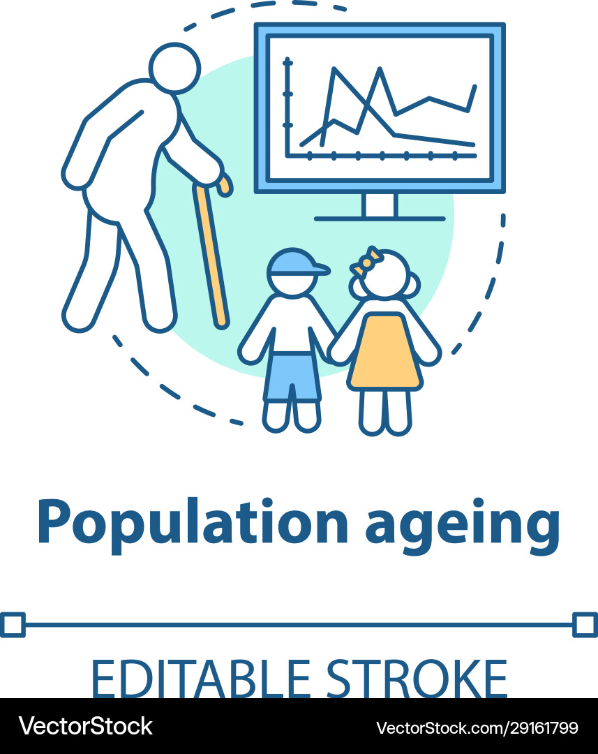 Population ageing concept icon elderly people Population ageing concept icon elderly people vector image
