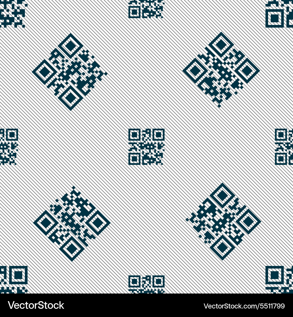 Qr code icon sign seamless pattern with geometric vector image