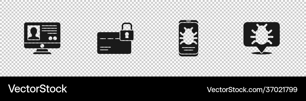 Set create account screen credit card with lock Set create account screen credit card with lock vector image