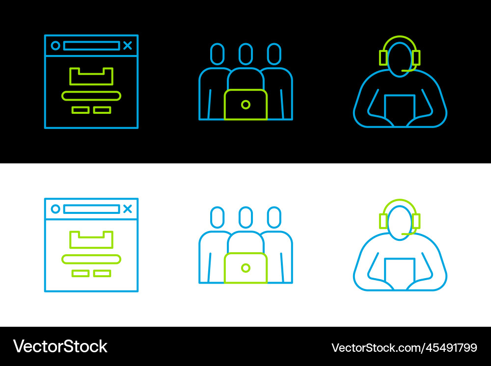 Set line student browser window and online class Set line student browser window and online class vector image