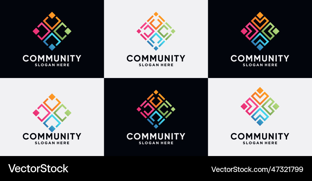 Set of community and human logo design for social Set of community and human logo design for social vector image