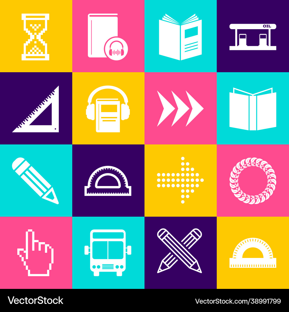 Set protractor grid laurel wreath open book Set protractor grid laurel wreath open book vector image