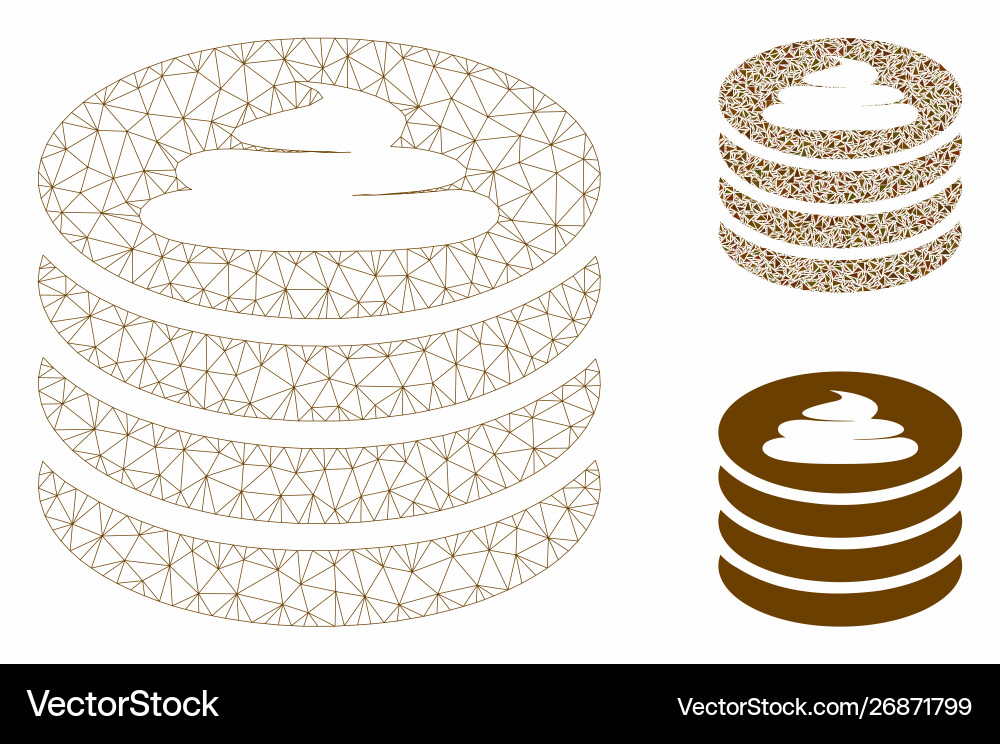Shit coin stack mesh wire frame model Shit coin stack mesh wire frame model vector image