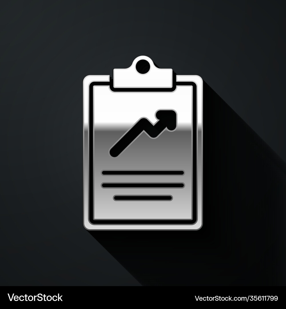 Silver clipboard with graph chart icon isolated Vector Image