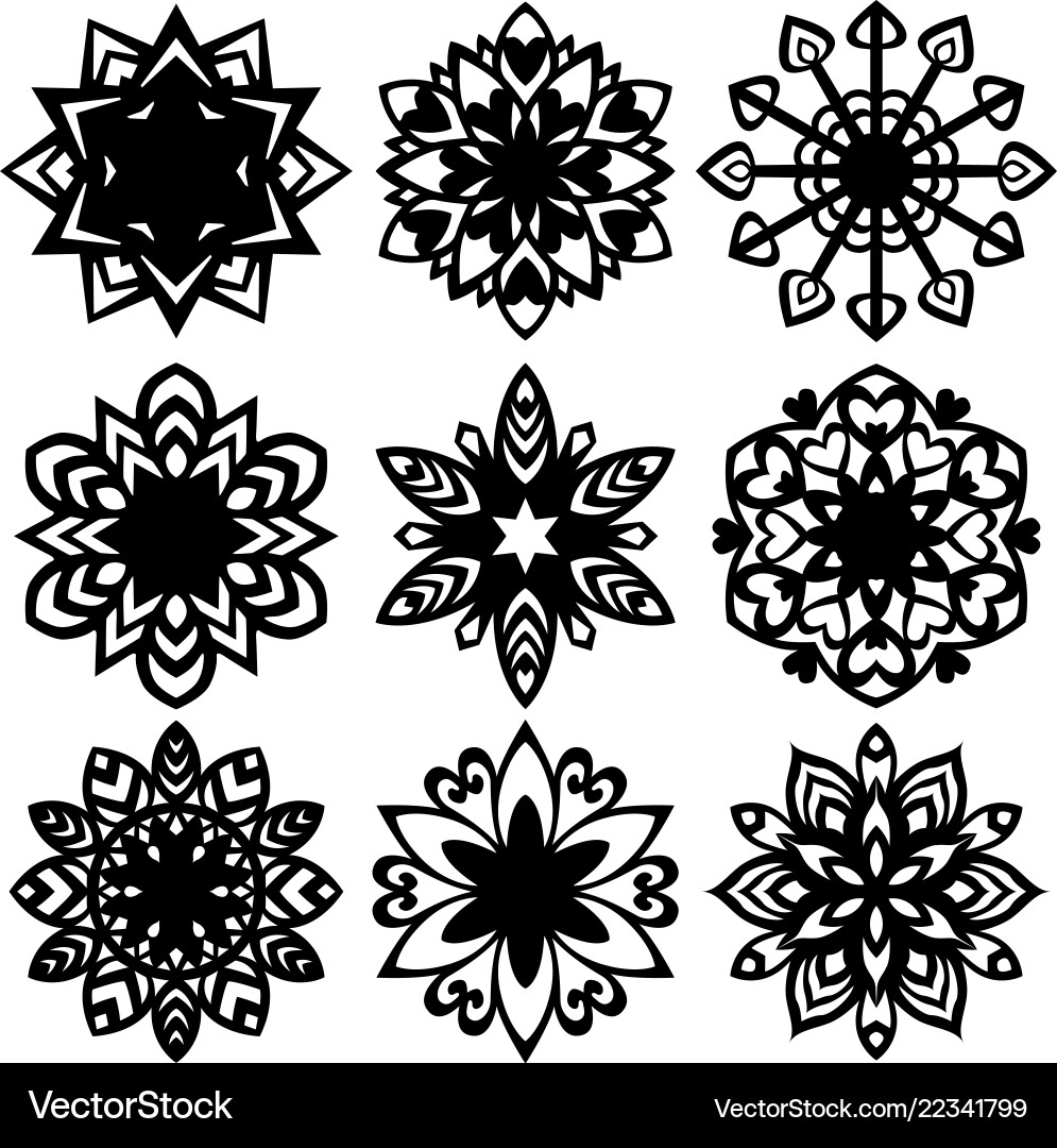 Snowflake Icon Set - Winter Collection Vector Image
