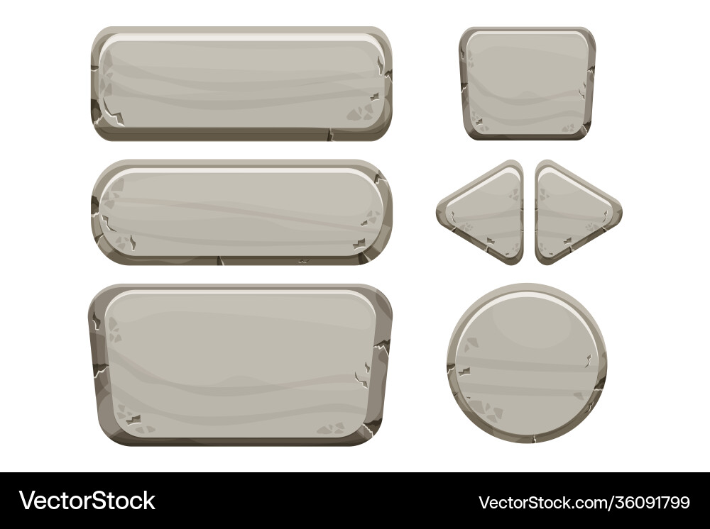 Stone buttons collection set rock assets Stone buttons collection set rock assets vector image