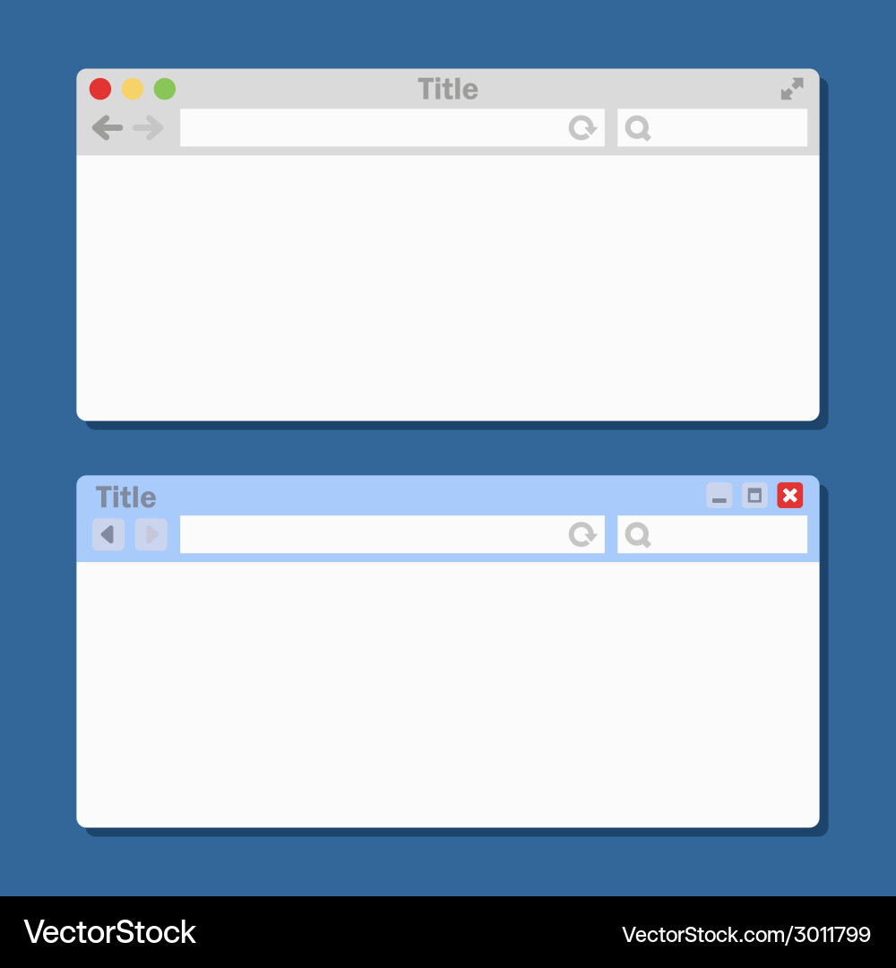 Two Empty Browser Windows vector image