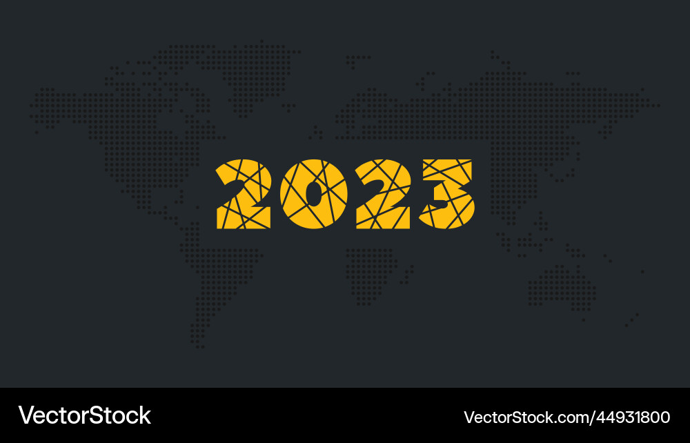 2023 new year icon world map background element Vector Image