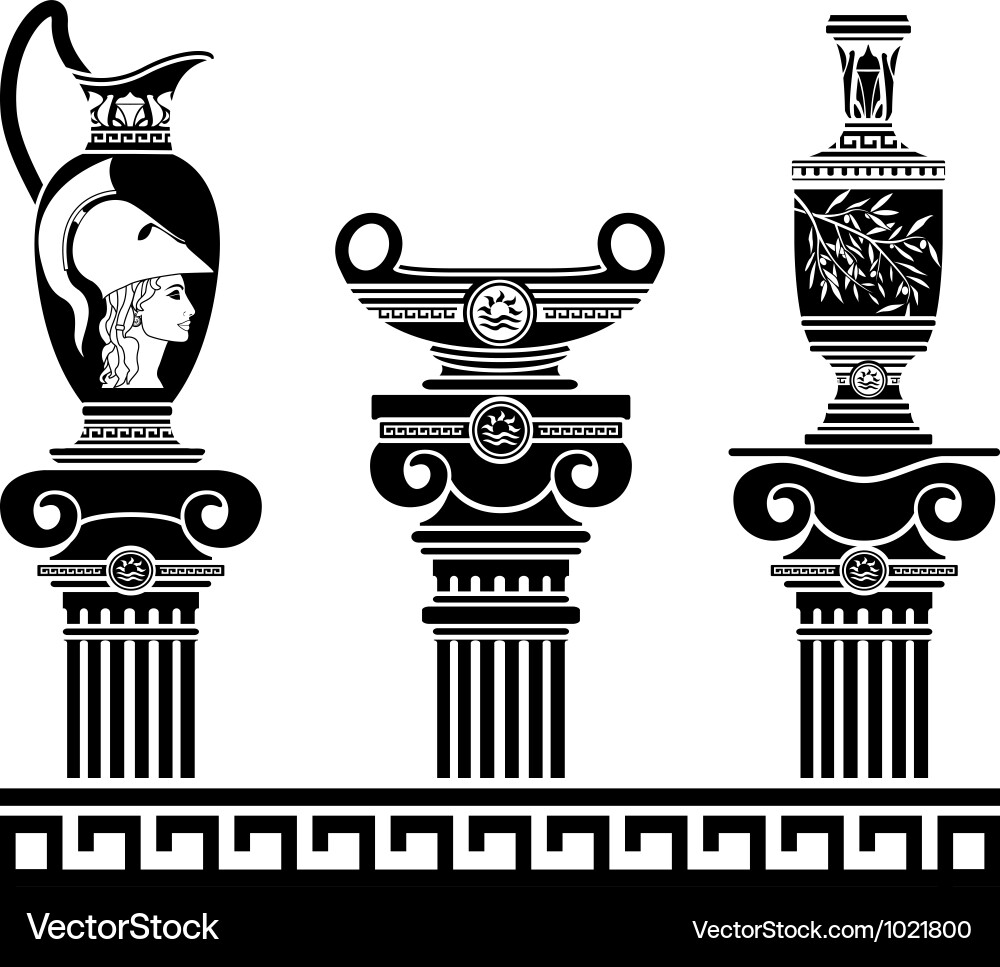 Ancient Greek Vases & Ionic Columns vector image