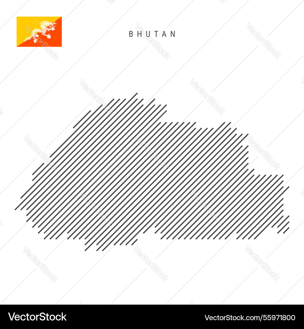 Bhutan map from pattern of black slanted parallel Bhutan map from pattern of black slanted parallel Vector Image