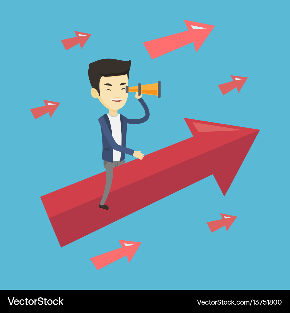 Business man looking through spyglass Business man looking through spyglass vector image