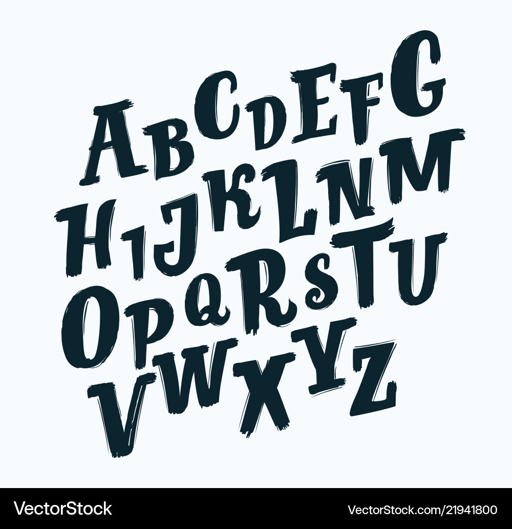 Handwritten brush script black letters Handwritten brush script black letters vector image