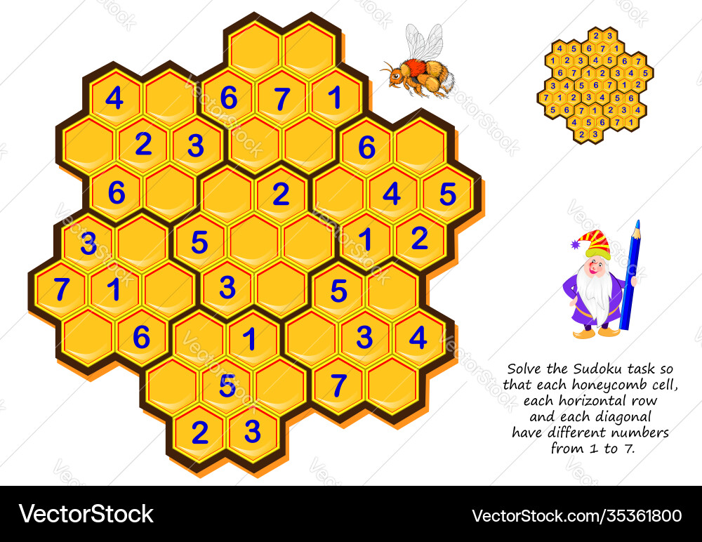 Honeycomb Number Puzzle - Logic Game Vector Image