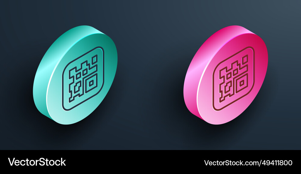 Isometric line qr code sample for smartphone Isometric line qr code sample for smartphone vector image