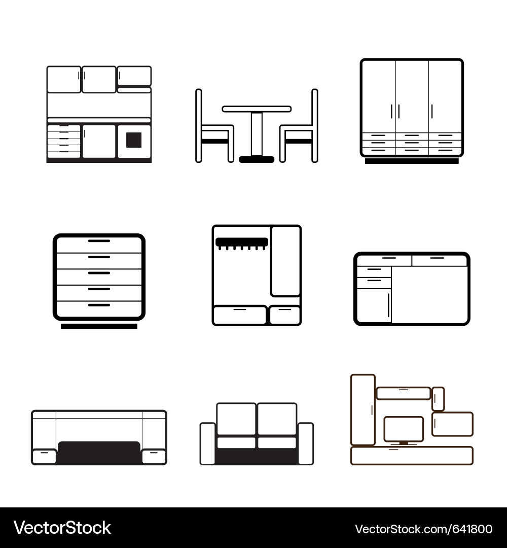 Möbel Icon Set Vektorbild