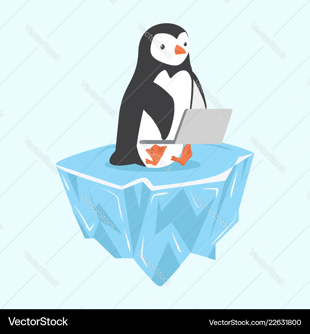 Penguin with notebook on ice floe Penguin with notebook on ice floe vector image