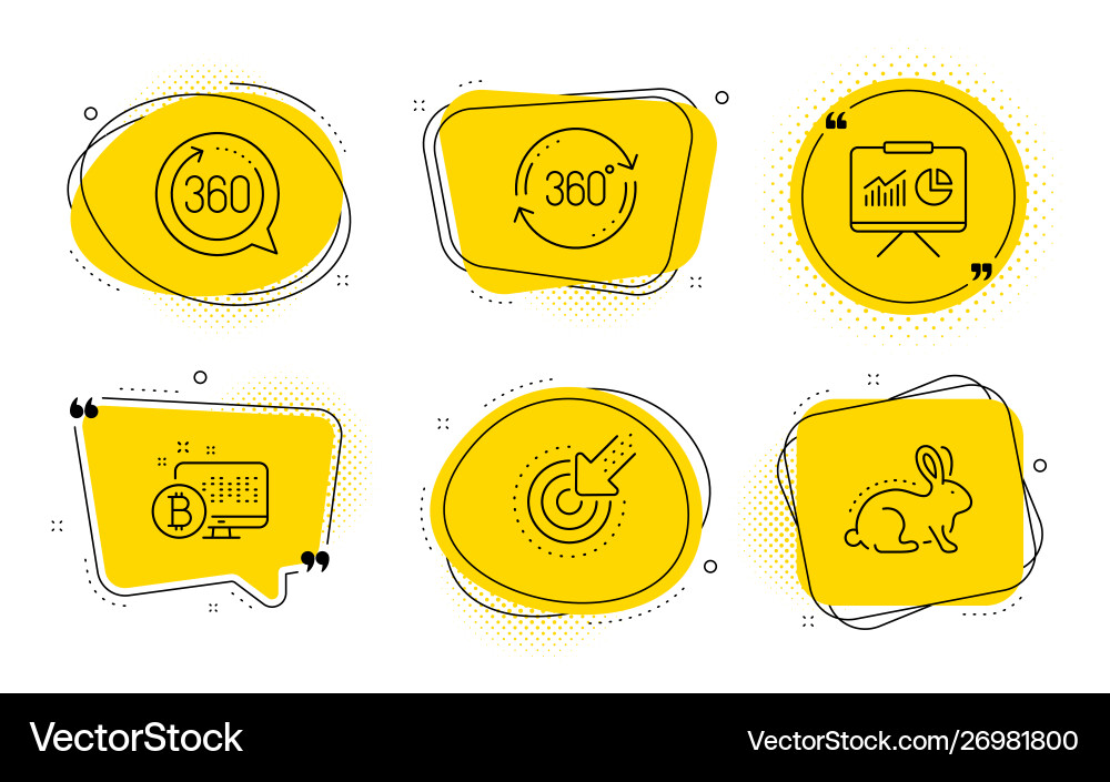 Presentation bitcoin system and 360 degrees icons Vector Image