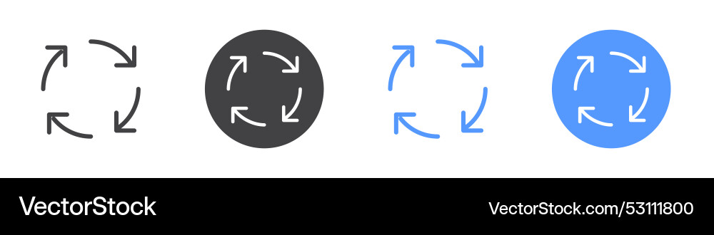 Refresh icon flat set in black and white color Refresh icon flat set in black and white color Vector Image