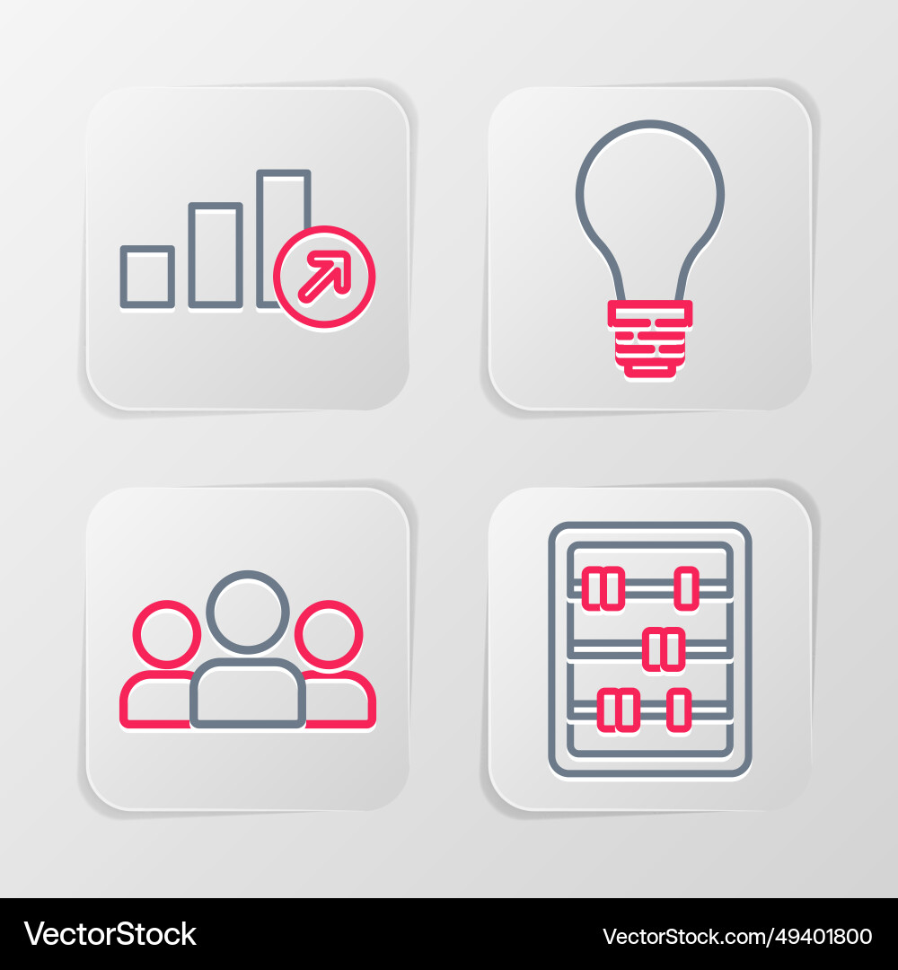 Set line abacus users group light bulb Set line abacus users group light bulb vector image