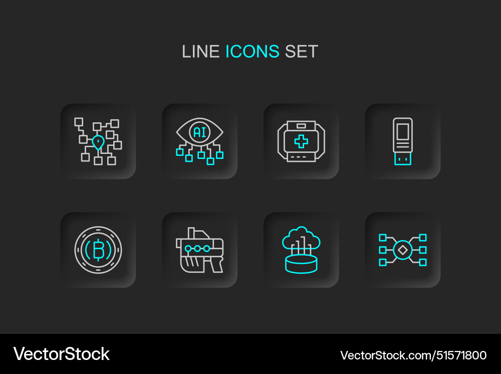 Set line neural network cloud connection Set line neural network cloud connection vector image