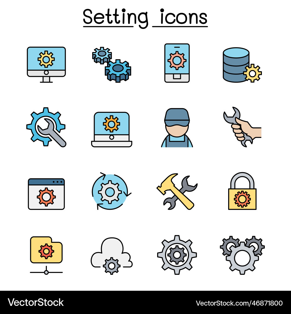 Setting setup configuration maintenance color Setting setup configuration maintenance color vector image