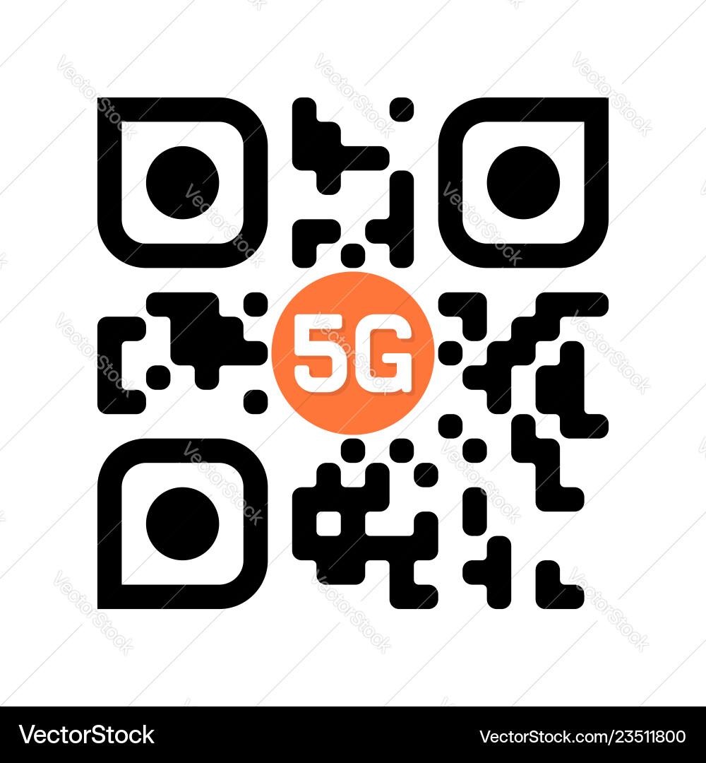 Smartphone readable qr code with 5g icon vector image