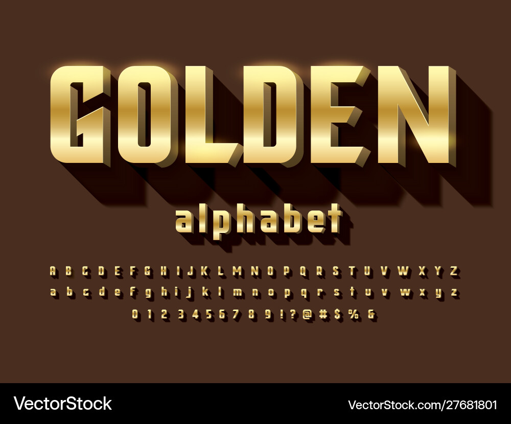 3d bold font gold 3d bold font gold vector image