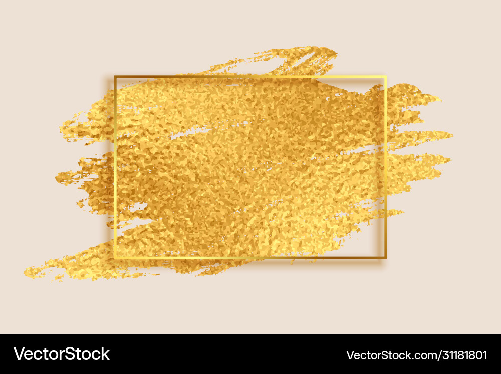 Abstract golden foil texture empty frame vector image