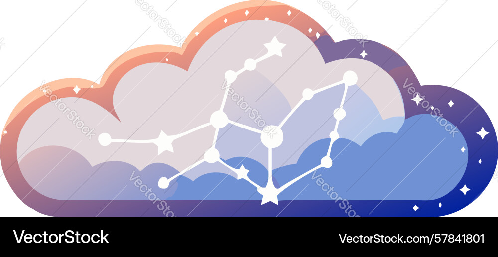 Cloud Computing-Netzwerk mit vernetzten Knoten Vektorbild