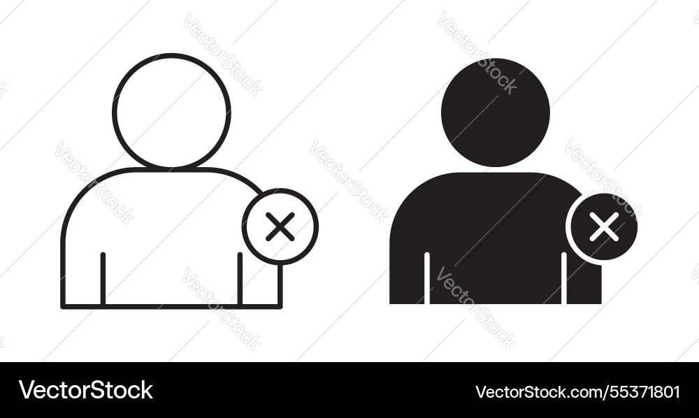 Delete user icon set in thin line for web vector image
