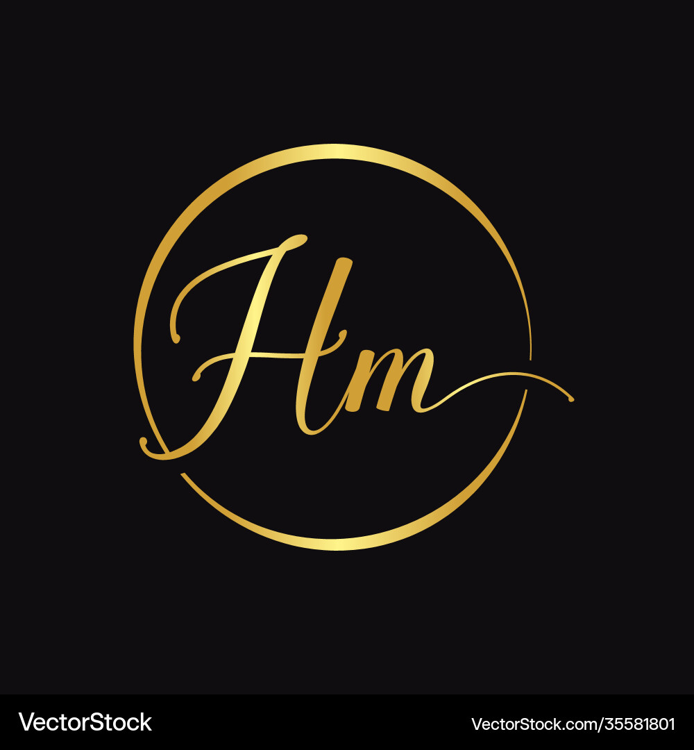 Hm script logo design template initial Hm script logo design template initial vector image