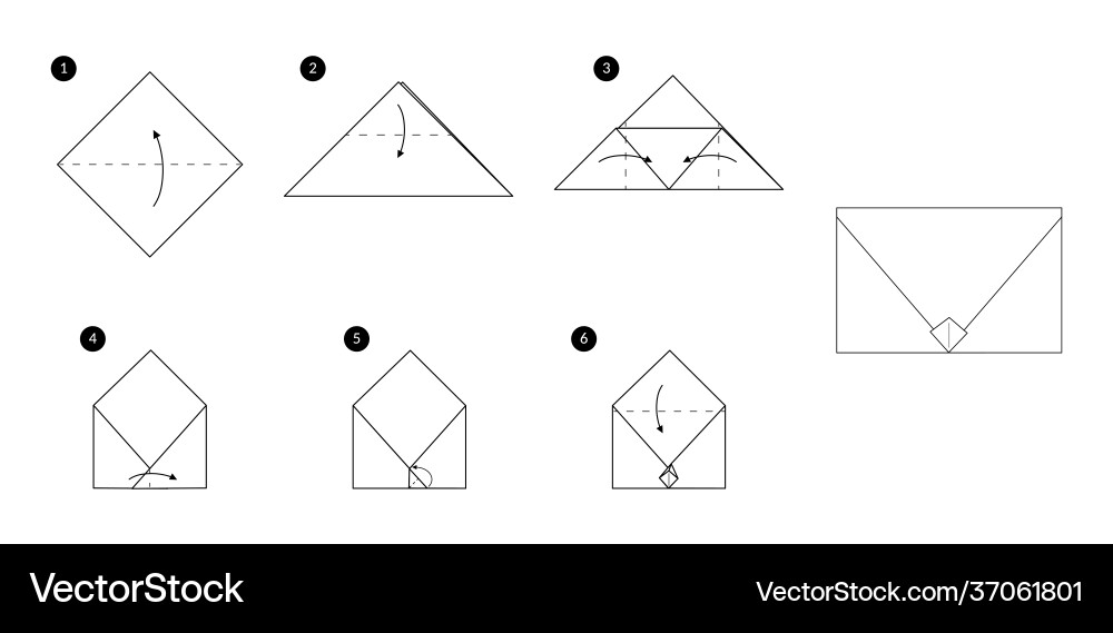 Origami Envelope Tutorial - Step by Step vector image