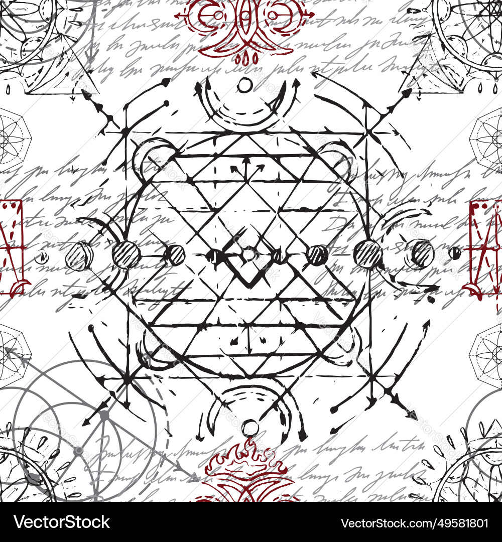 Seamless pattern with sacred geometry elements vector image