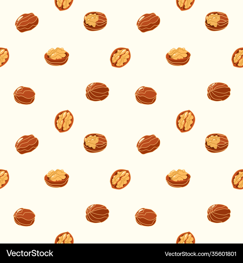Seamless pattern with walnuts and nutshells Seamless pattern with walnuts and nutshells vector image
