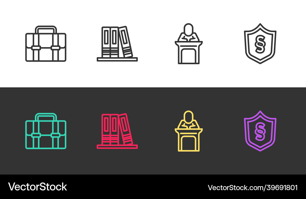 Set line briefcase office folders judge Set line briefcase office folders judge Vector Image