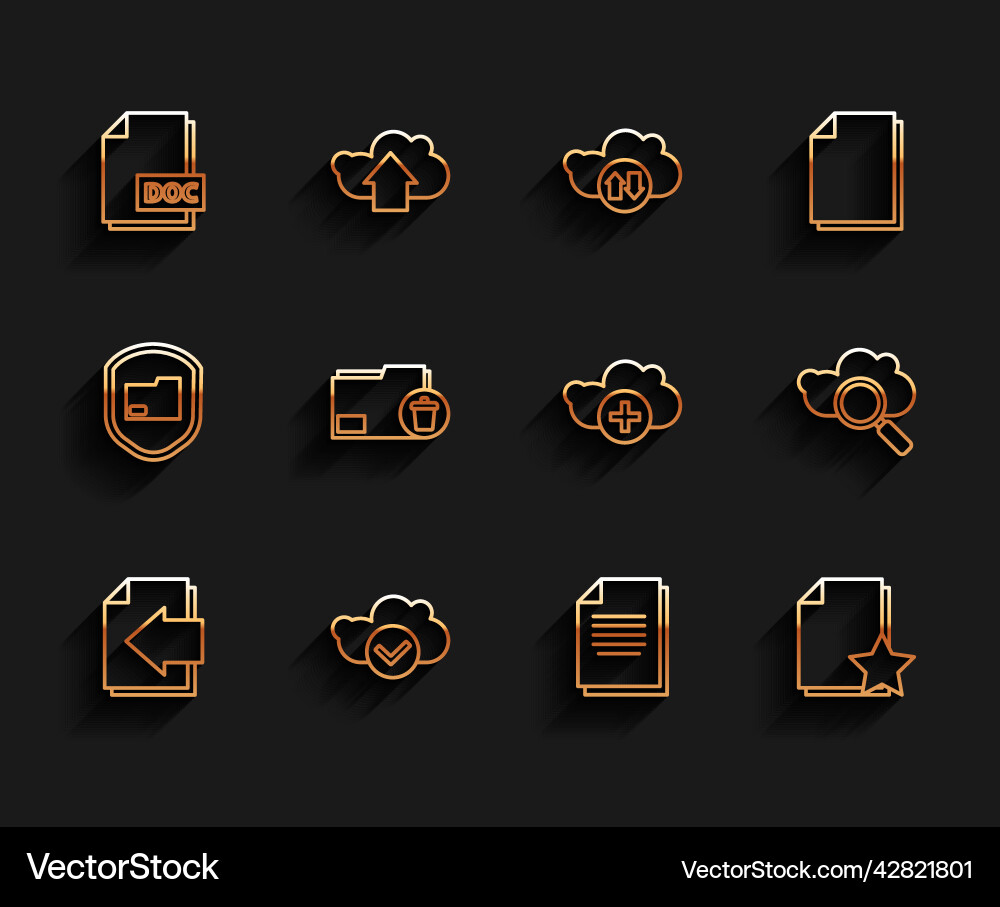 Set line next page arrow cloud with check mark Set line next page arrow cloud with check mark Vector Image