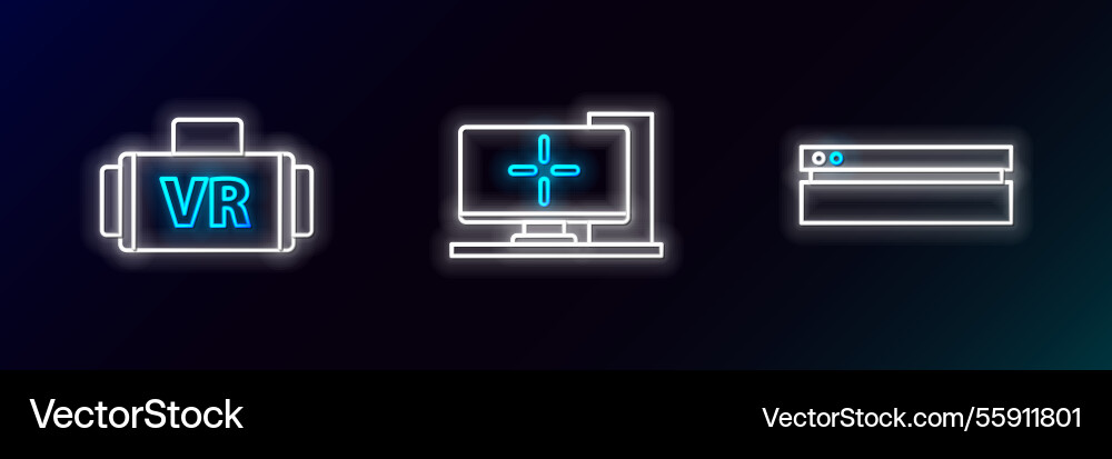 Set line video game console virtual reality Vector Image