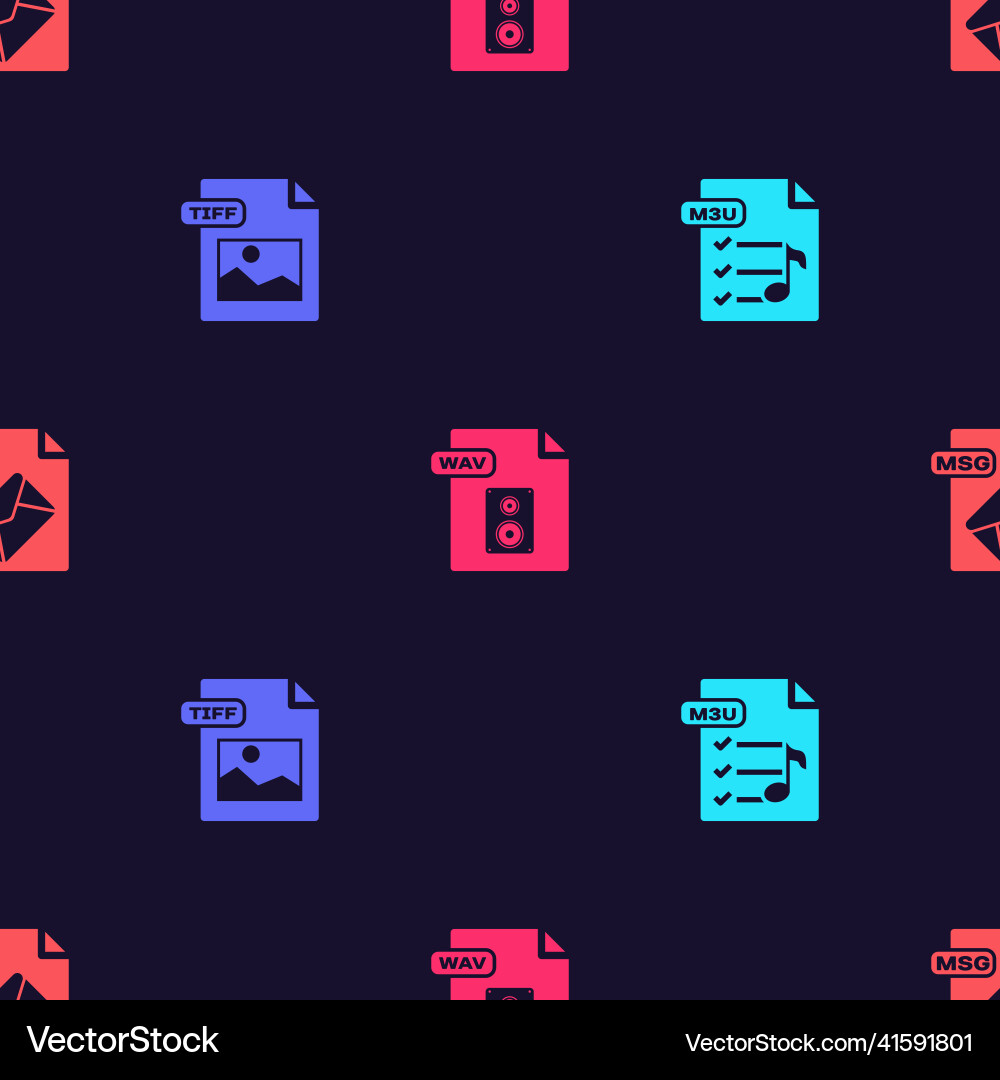 Set m3u file document tiff wav and msg Set m3u file document tiff wav and msg vector image