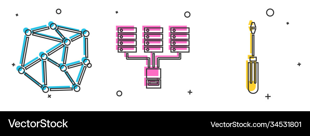 Set neural network server data web hosting Set neural network server data web hosting vector image
