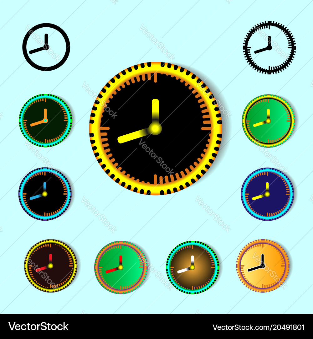 Set of clock design and decoration elements Vector Image