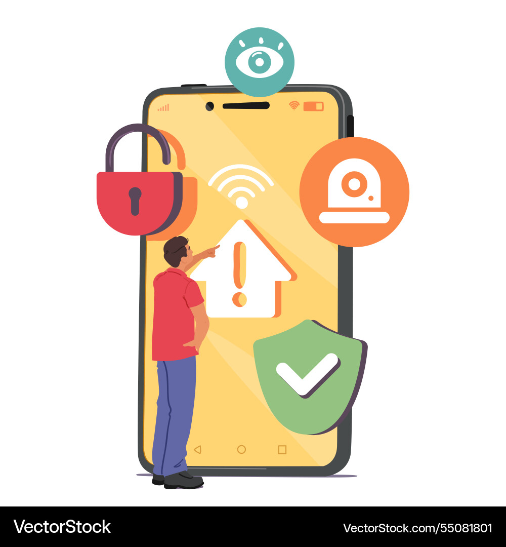 Smart home security system and alarm function Smart home security system and alarm function vector image