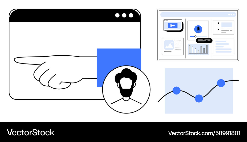 User interaction concept with data visualization User interaction concept with data visualization Vector Image