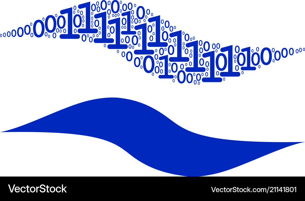 Wave shape collage of binary digits vector image