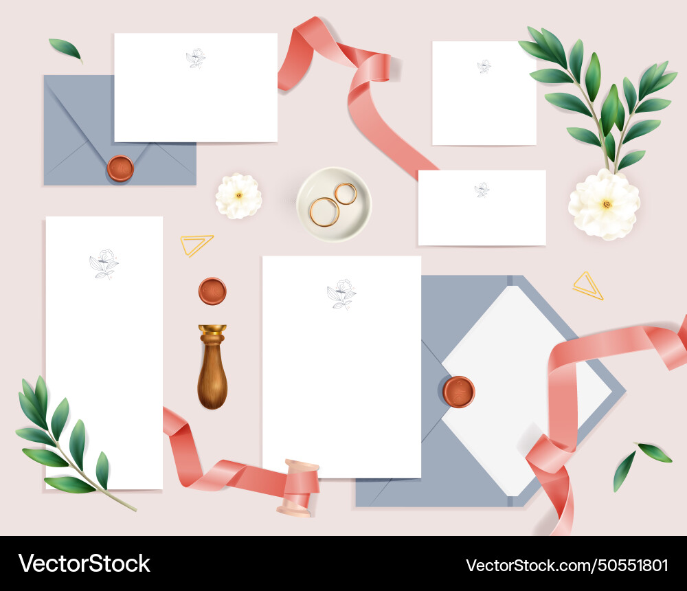 Wedding invitation mockup Royalty Free Vector Image