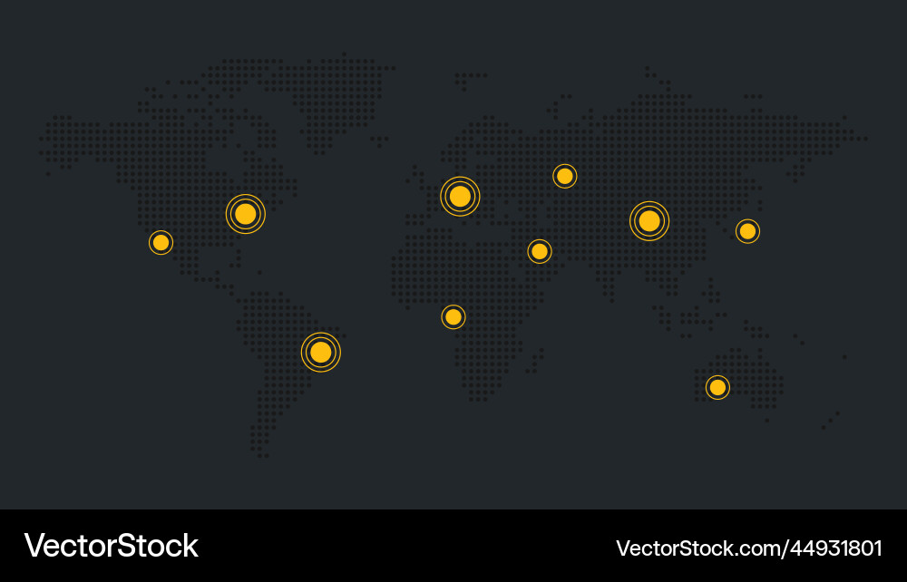 World icon with map pointers background for web Vector Image