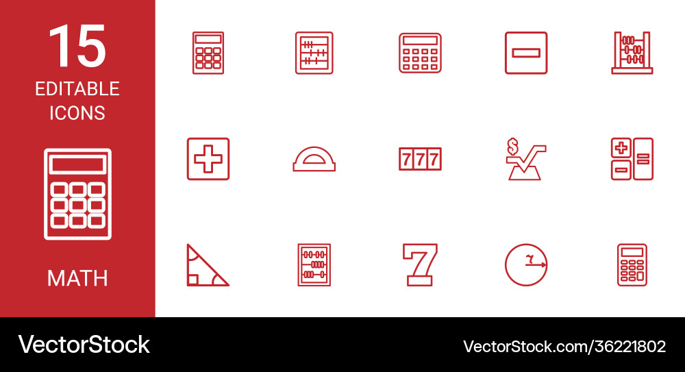 15 math icons Royalty Free Vector Image - VectorStock