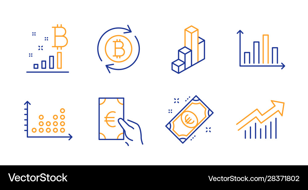 Bitcoin graph refresh and dot plot icons Bitcoin graph refresh and dot plot icons Vector Image