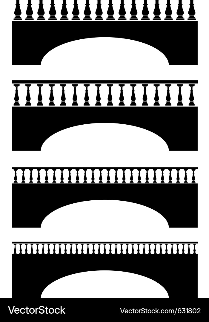 Black Stone Bridge Silhouettes Vector Image